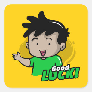 Cartoonish Viel Glück Quadratischer Aufkleber