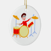 Cartoonjunge, der drumset gezackte Ränder spielt Keramikornament (Rechts)