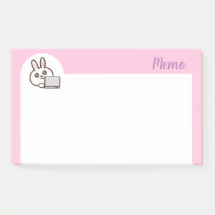 Cartoonkaninchen-Computerrosa Post-it Klebezettel