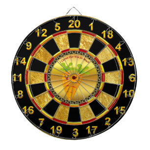 Cartoonkarotten mit großen Augen und einem Läche Dartscheibe