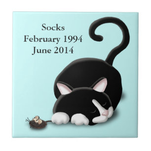 CartoonKitty mit Spielzeugmaus Fliese