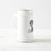 Cartoonkunst mit „Zum Glück…“-Zitat Bierglas (Vorderseite Links)