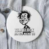 Cartoonkunst mit „Zum Glück…“-Zitat Button (Beispiel)