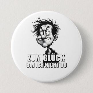 Cartoonkunst mit „Zum Glück…“-Zitat Button