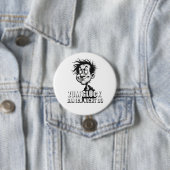 Cartoonkunst mit „Zum Glück…“-Zitat Button (Beispiel)