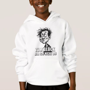 Cartoonkunst mit „Zum Glück…“-Zitat Hoodie