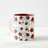 Cartoonmarienkäfermuster Zweifarbige Tasse (Vorderseite Links)