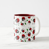 Cartoonmarienkäfermuster Zweifarbige Tasse (VorderseiteRechts)