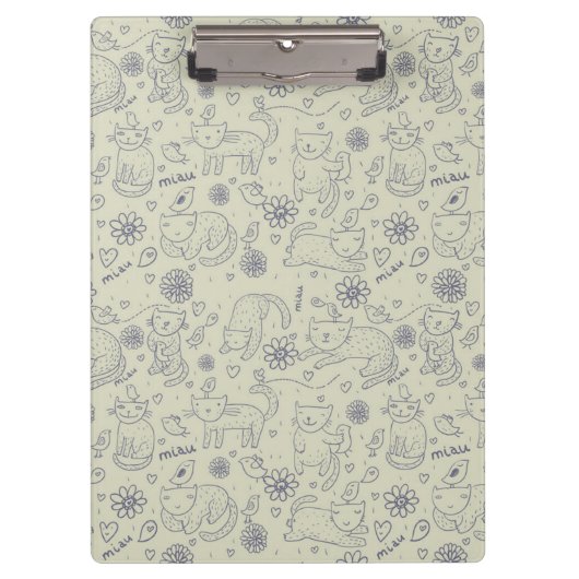 Cartoonmuster mit lustigen Katzen Klemmbrett (Vorderseite)