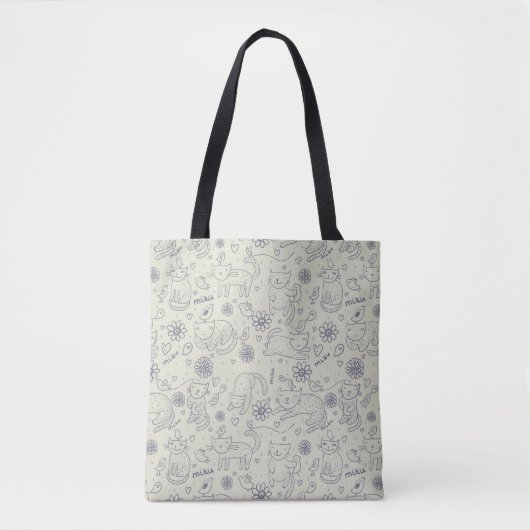 Cartoonmuster mit lustigen Katzen Tasche (Vorderseite)