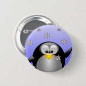 CartoonPenguin mit Schneeflocken Button (Vorne & Hinten)