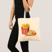 Cartoonpizza und -fischrogen tragetasche (Vorderseite (Produkt))