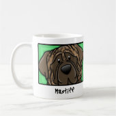 Cartoonquadratischer Brindle Mastiff Kaffeetasse (Links)