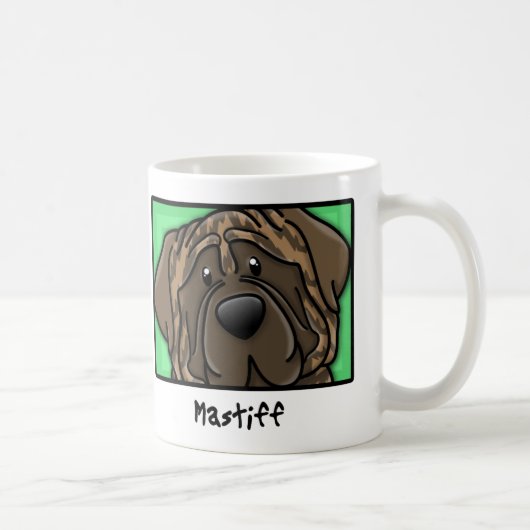Cartoonquadratischer Brindle Mastiff Kaffeetasse (Rechts)