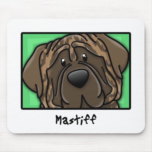 Cartoonquadratischer Brindle Mastiff Mousepad (Vorne)