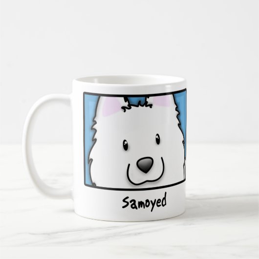Cartoonquadratischer Samoyed Kaffeetasse (Links)