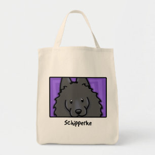 Cartoonquadratischer Schipperke Tragetasche