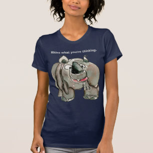 Cartoonrhino-kundenspezifischer dunkler T - T-Shirt