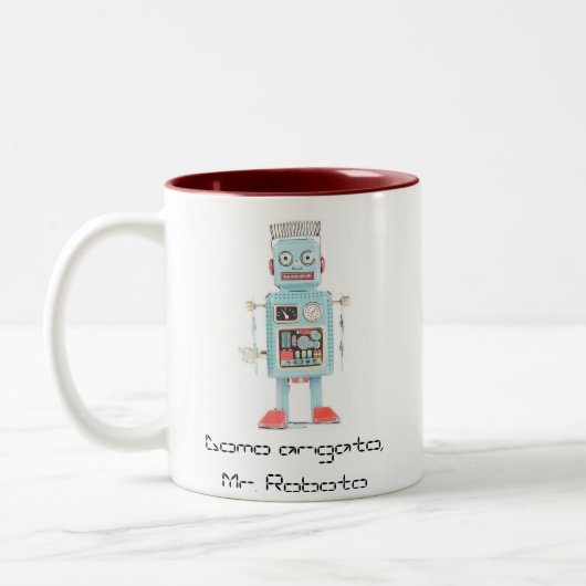 Cartoonroboter, Domo arigato, Herr Roboto Zweifarbige Tasse (Links)