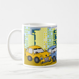 Cartoons von Plug-In-Hybrid-Autos Kaffeetasse