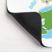 Cartoonschulbus auf Erde globe.png Mousepad (Ecke)