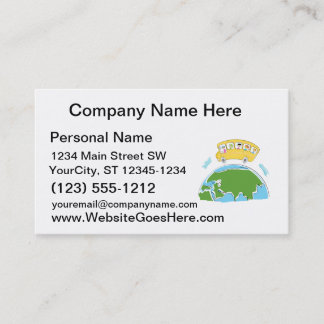 Cartoonschulbus auf Erde globe.png Visitenkarte