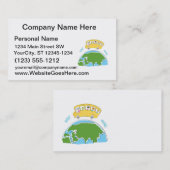 Cartoonschulbus auf Erde globe.png Visitenkarte (Vorne/Hinten)