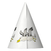 Cartoonseemöwefliegen obenliegend partyhütchen (Rückseite)