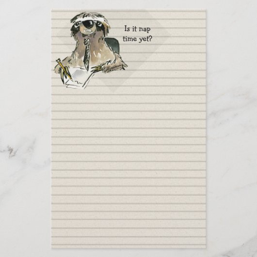 Cartoonsloth-Nickerchen-Zeit Briefpapier (Vorderseite)
