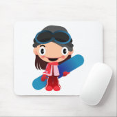 Cartoonsnowboarder-Mädchen Mousepad (Mit Mouse)