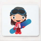 Cartoonsnowboarder-Mädchen Mousepad (Vorne)