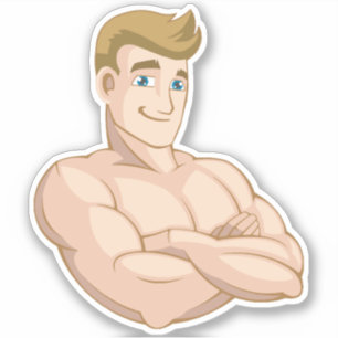 Cartoonsurfer-Typ-Strand-Jungen-Shirtless Aufkleber