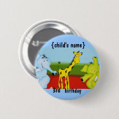 Cartoontier-Geburtstags-Party Button (Vorne & Hinten)