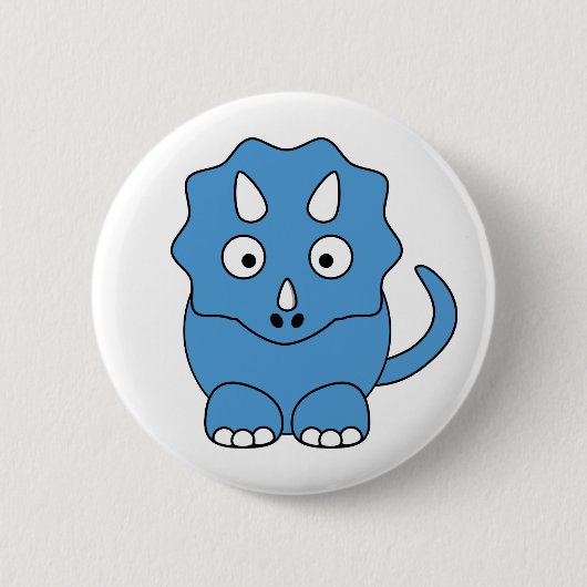 CartoonTriceratops (blau) Button (Vorderseite)