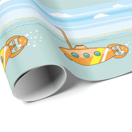 Cartoonunterseeboot Geschenkpapier (Rolleneckpunkt)