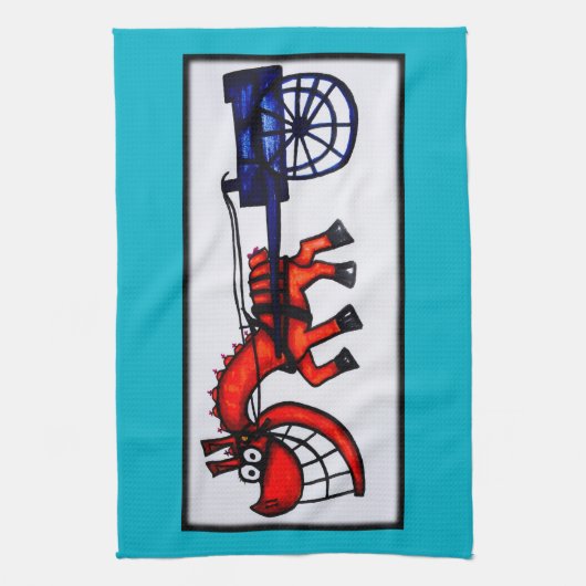 Cartoonwagenpferdeküchentuch Handtuch (Vertikal)