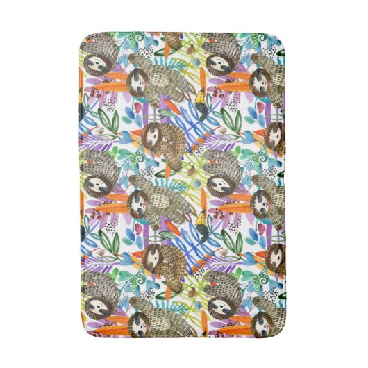 CartoonWatercolorsloth-Muster Badematte (Vorderseite Vertikal)