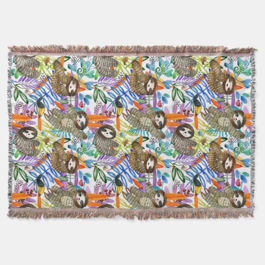 CartoonWatercolorsloth-Muster Decke (Vorderseite)