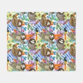 CartoonWatercolorsloth-Muster Fleecedecke (Vorderseite (Horizontal))