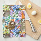 CartoonWatercolorsloth-Muster Geschirrtuch (Viertel Falte)