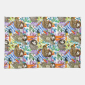 CartoonWatercolorsloth-Muster Geschirrtuch (Horizontal)