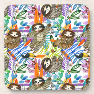 CartoonWatercolorsloth-Muster Getränkeuntersetzer