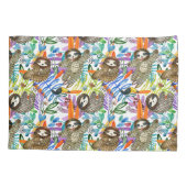 CartoonWatercolorsloth-Muster Kissenbezug (Rückseite-Links)