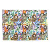 CartoonWatercolorsloth-Muster Kissenbezug (Rückseite-Rechts)