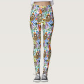 CartoonWatercolorsloth-Muster Leggings (Vorderseite)