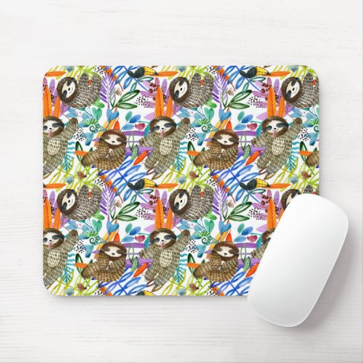 CartoonWatercolorsloth-Muster Mousepad (Mit Mouse)