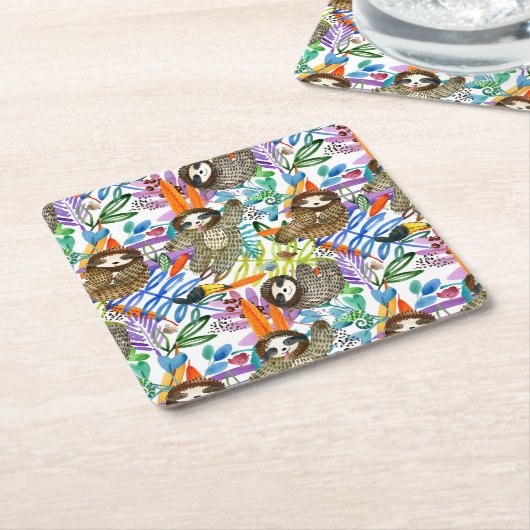 CartoonWatercolorsloth-Muster Rechteckiger Pappuntersetzer (angewinkelt)