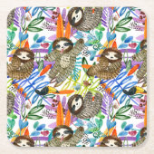 CartoonWatercolorsloth-Muster Rechteckiger Pappuntersetzer (Vorderseite)