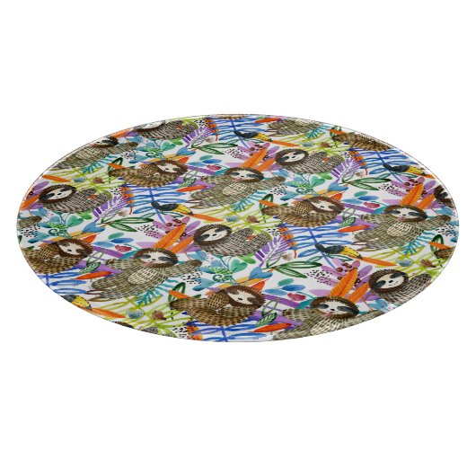 CartoonWatercolorsloth-Muster Schneidebrett (Ecke)