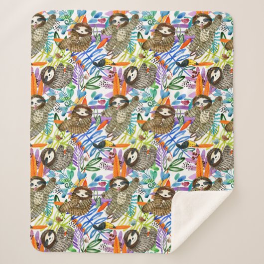 CartoonWatercolorsloth-Muster Sherpadecke (Vorderseite)